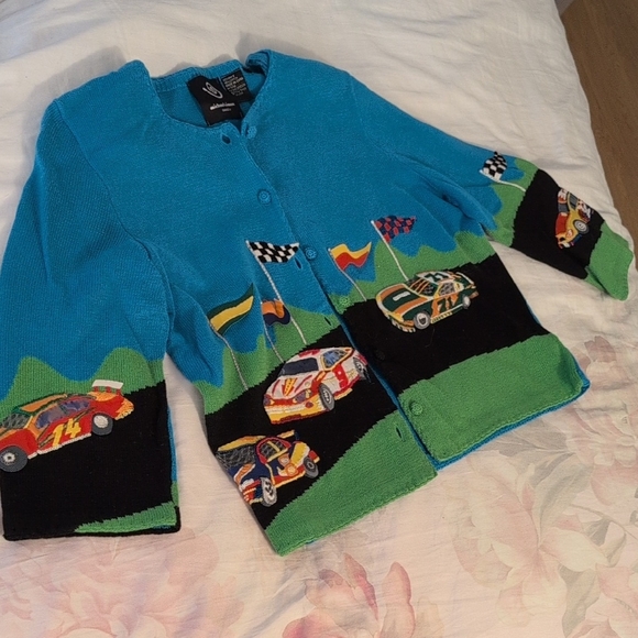 Michael Simon Sweaters - Vintage Michael Simon Blue Knit Cardigan
